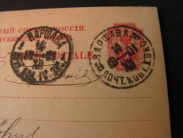 == Russland Polen  Warschau Karte 1901 - Ganzsachen