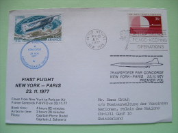 United Nations - New York - 1977 - First Flight Cover New York Paris By Concorde Plane To Switzerland - Peace-keeping... - Cartas & Documentos