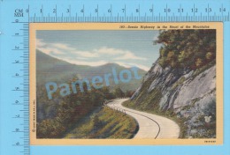 ( One Of The Many Curves On Highway Through Great Smoky Mountains ) Linen Post Cardd 2 Scans - American Roadside