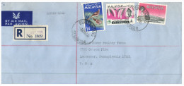 (321 PH) Malaysia To USA Air Mail Registered Cover - 1966 - Malaysia (1964-...)