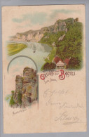 AK DE Sa BASTEI (Sächs. Schweiz) KOS-O 1901-06-16 Litho W.Hoffmann - Bastei (sächs. Schweiz)