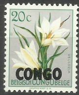 Congo - 1960 Flowers "CONGO" Overprint 20c MNH **   Sc 325 - Nuevas/fijasellos