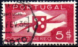 PORTUGAL 1937 Air. Shield And Propeller -   5e  - Red    FU - Oblitérés