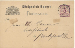 Bavaria 1883/84 Postkarte (o)  Mi.P26  Nurnberg-Frankfurt Am. 19.1.83 - Andere & Zonder Classificatie