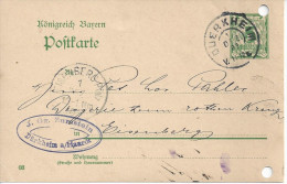 Bavaria 1903/07 Postkarte (o) Mi.P66/01  Duerkheim-Eisenberg 1.DEZ. 03 - Sonstige & Ohne Zuordnung