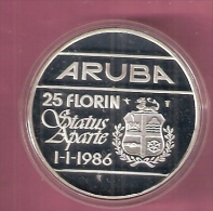 ARUBA 25 FLORIN 1986 ZILVER PROOF STATUS APARTE - Aruba