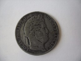 FAUX POUR SERVIR : 5 FRANCS LOUIS PHILIPPE 1845 W  En PLOMB Et ZINC Au Lieu D'Argent 19 Grammes Au Lieu De 25 Grammes - Variétés Et Curiosités