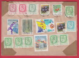 177680 / 1992 - ETIQUETTE ADRESSE - Rampant Lion , SKIING , FOREST , WLOVERS , FRUIT  SAILING SHIP Finland Finlande - Cartas & Documentos