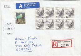24063- LAKES, MOUNTAINS, KING HARALD V, STAMPS ON REGISTERED COVER, 1996, NORWAY - Cartas & Documentos