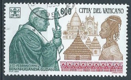 1994 VATICANO USATO I VIAGGI DEL PAPA GIOVANNI PAOLO II 600 LIRE - X7 - Oblitérés