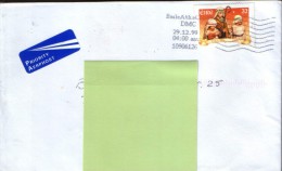 Ireland - Letter Priority Circulated In 1999 From Dublin At Suceava,Romania - Stamp With Christmas (Nollag) - Briefe U. Dokumente
