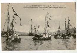 CPA 14  PORT EN BESSIN   1908     BENEDICTION DE LA MER PAR MONSEIGNEUR LEMONNIER  EVEQUE DE BAYEUX   FRONT DES BARQUES - Port-en-Bessin-Huppain