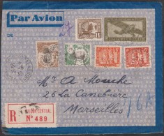 Vietnam 1939. Enveloppe, Entier Par Avion, Timbré 66 C Olive, + 16 C Pour Envoi Recommandé Pour Marseille - Briefe U. Dokumente