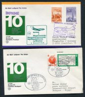 1977 Lufthansa Hungary Germany Budapest / Frankfurt First Flight Covers X 2 - Lettres & Documents