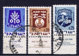 IL+ Israel 1969 1970 Mi 445 486-87 TAB Stadtwappen - Oblitérés (avec Tabs)