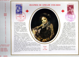 Feuillet Tirage Limité CEF 186A Oeuvres De Greuze Peinture Enfant Avec Un Chien Croix-rouge Royan Tournus - Lettres & Documents