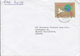 Rwanda Par Avion KIGALI 1987 Cover Brief VALLENSBÆK Denmark  Paix Peace Dove Globe Stamp - Gebruikt