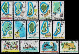 CV:91.00 TUVALU 1976 Islands And Fishing Boats SPECIMEN SHORT SET:14 Stamps    [spécimen,Muster,muestra,saggio] - Isole