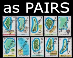 TUVALU 1976 Islands SPECIMEN SHORT SET PAIRS:20 Stamps    [spécimen,Muster,muestra,saggio] - Isole