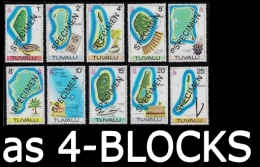 TUVALU 1976 Islands SPECIMEN SHORT SET 4-BLOCKS:40 Stamps    [spécimen,Muster,muestra,saggio] - Isole