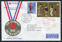 1976 Japan Air Lines JAL Tokyo - Montreal Canada Olympics First Flight Cover - Posta Aerea