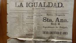 BP31 CUBA SPAIN NEWSPAPER ESPAÑA 1884  LA IGUALDAD 15/09/1884 - [1] Tot 1980