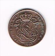 *** LEOPOLD II   1 CENTIEM   1907 FR - 1 Cent