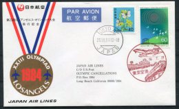 1984 Japan Air Lines JAL Tokyo - Los Angeles USA Olympics First Flight Cover - Poste Aérienne