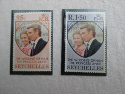 Seychelles 1973 ROYAL WEDDING Princess ANNE To MARK PHILLIPS SET TWO STAMPS MNH. - Seychellen (...-1976)