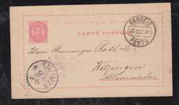 Portugal 1887 Stationery Card 20R Luis I PORTO To KITZINGEN Germany Bavaria - Lettres & Documents