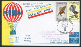 1965 NZ Balloon Post Birds Health Charity Bernina Pestalozzi Children's Village Flights (2) Cancelled / Rearranged Moera - Poste Aérienne