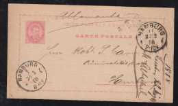 Portugal 1888 Stationery Card 20R Luis I LISBOA To HAMBURG Germany - Briefe U. Dokumente