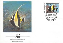 Maldives 1986 Male WWF Sea Fan Fish Zanchus Coral FDC Cover - FDC