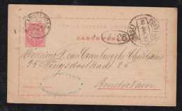 Portugal 1889 Stationery Card 20R Luis I LISBOA To AMSTERDAM Netherlands - Brieven En Documenten