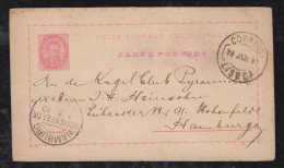 Portugal 1890 Stationery Card 20R Luis I LISBOA To HAMBURG HOHENFELDE Germany - Briefe U. Dokumente