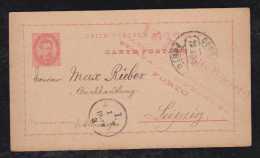 Portugal 1891 Stationery Card 20R Luis I PORTO To LEIPZIG Germany - Brieven En Documenten