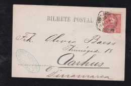 Portugal 1903 Picture Postcard LISBOA To AAHRUS Denmark Ship - Covers & Documents