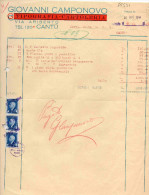 CANTU'-31-12-1944-TIPOOGRAFIA-CARTOLERIA-GIOVANNI CAMPONOVO-VALORI FISCALE CENT. 50 X 3 - Fiscale Zegels