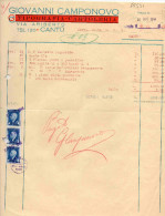 CANTU'-31-12-1944-TIPOOGRAFIA-CARTOLERIA-GIOVANNI CAMPONOVO-VALORI FISCALE CENT. 50 X 3 - Fiscali