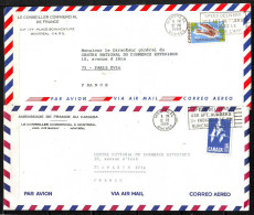 MONTREAL Canada  LOT De  2  Lettres    Timbres  SEUL Sur LETTRE  Annees 1966 Et  1969 De L Ambassade De France - Briefe U. Dokumente