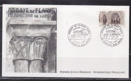 = Abbaye De Flaran Enveloppe 1er Jour 32 Valence Sur Baïse 21.4.90 N°2659 Illustration Chapiteau De La Nef - Abbeys & Monasteries