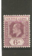 SIERRA LEONE 1904 - 1905 6d SG 94 Watermark Multiple Crown CA VERY  LIGHTLY MOUNTED MINT Cat £7.50 - Sierra Leona (...-1960)