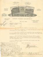 FACTURE LETTRE : LONDON . LINDREA AND CO . - Royaume-Uni