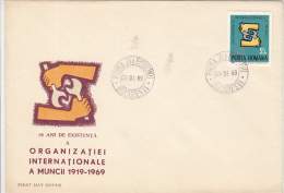 24116- INTERNATIONAL LABOUR ORGANIZATION, ILO, COVER FDC, 1969, ROMANIA - IAO