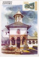 24129- ARCHITECTURE, GOVORA MONASTERY, MAXIMUM CARD, OBLIT FDC, 1999, ROMANIA - Klöster