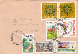 24140- CONSTITUTION, IBIS, WATER LILY, CHRISTMAS, CONSTRUCTION, BRIDGE, SHIP, STREET, STAMPS ON COVER, 1974, BRAZIL - Brieven En Documenten