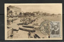 France Journée Timbre 1946  Fouquet De La Varane 8 Cannes La Plage De La Croisette - ....-1949