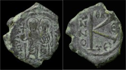 Justin II & Sophia AE Half Follis - Byzantinische Münzen