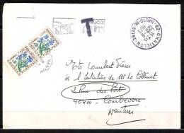 Lettre  TAXEE  Bande De 2 Timbres  De 92 CHATILLON Pour COURBEVOIE Puis NANTERRE     Le 20 6 1973 - 1960-.... Covers & Documents