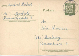 Germany (BRD) 1961 Postkarte (o)  Mi.P60  (Meerholz-Hamburg 3.11.61) - Postcards - Used